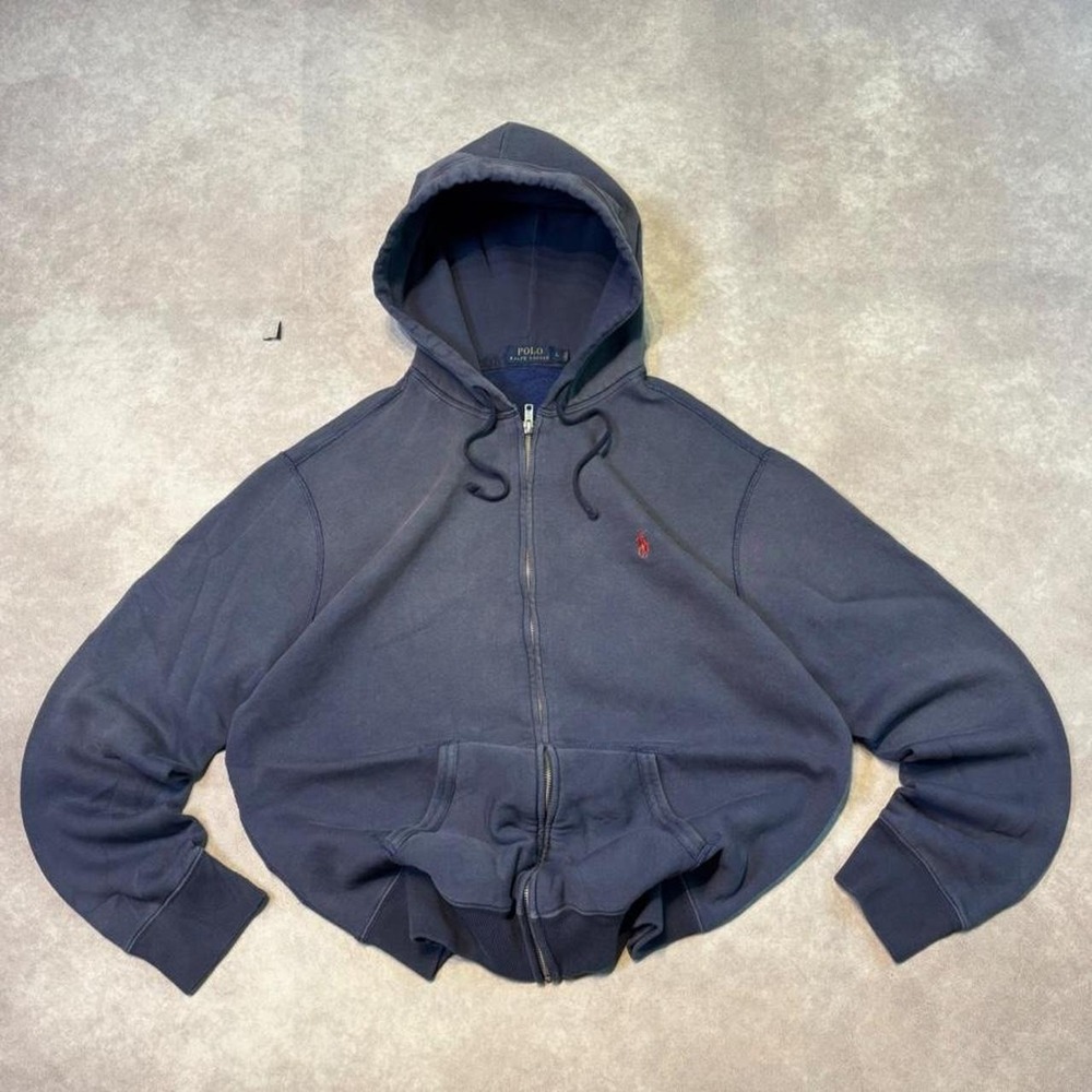 Vintage Y2K Polo Ralph Lauren Blue Hooded Zip Up Sweatshirt Mens Fits M